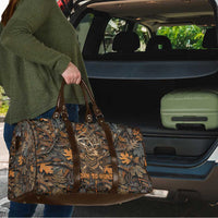 Deer Hunting Skull Travel Bag Autumn Leaves Rustic Brown and Orange Tones