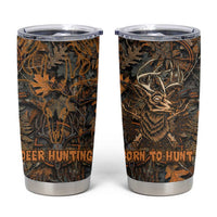 Deer Hunting Skull Tumbler Cup Autumn Leaves Rustic Brown and Orange Tones