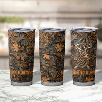 Deer Hunting Skull Tumbler Cup Autumn Leaves Rustic Brown and Orange Tones