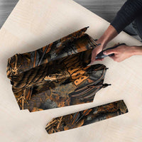 Deer Hunting Skull Umbrella Autumn Leaves Rustic Brown and Orange Tones