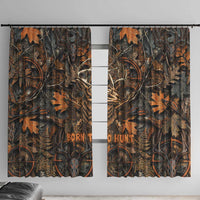 Deer Hunting Skull Window Curtain Autumn Leaves Rustic Brown and Orange Tones