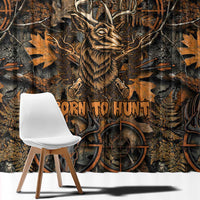 Deer Hunting Skull Window Curtain Autumn Leaves Rustic Brown and Orange Tones