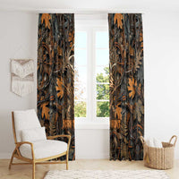 Deer Hunting Skull Window Curtain Autumn Leaves Rustic Brown and Orange Tones