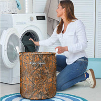 Personalized Deer Hunter Laundry Basket Antler Outline and Autumn Camouflage Hunting