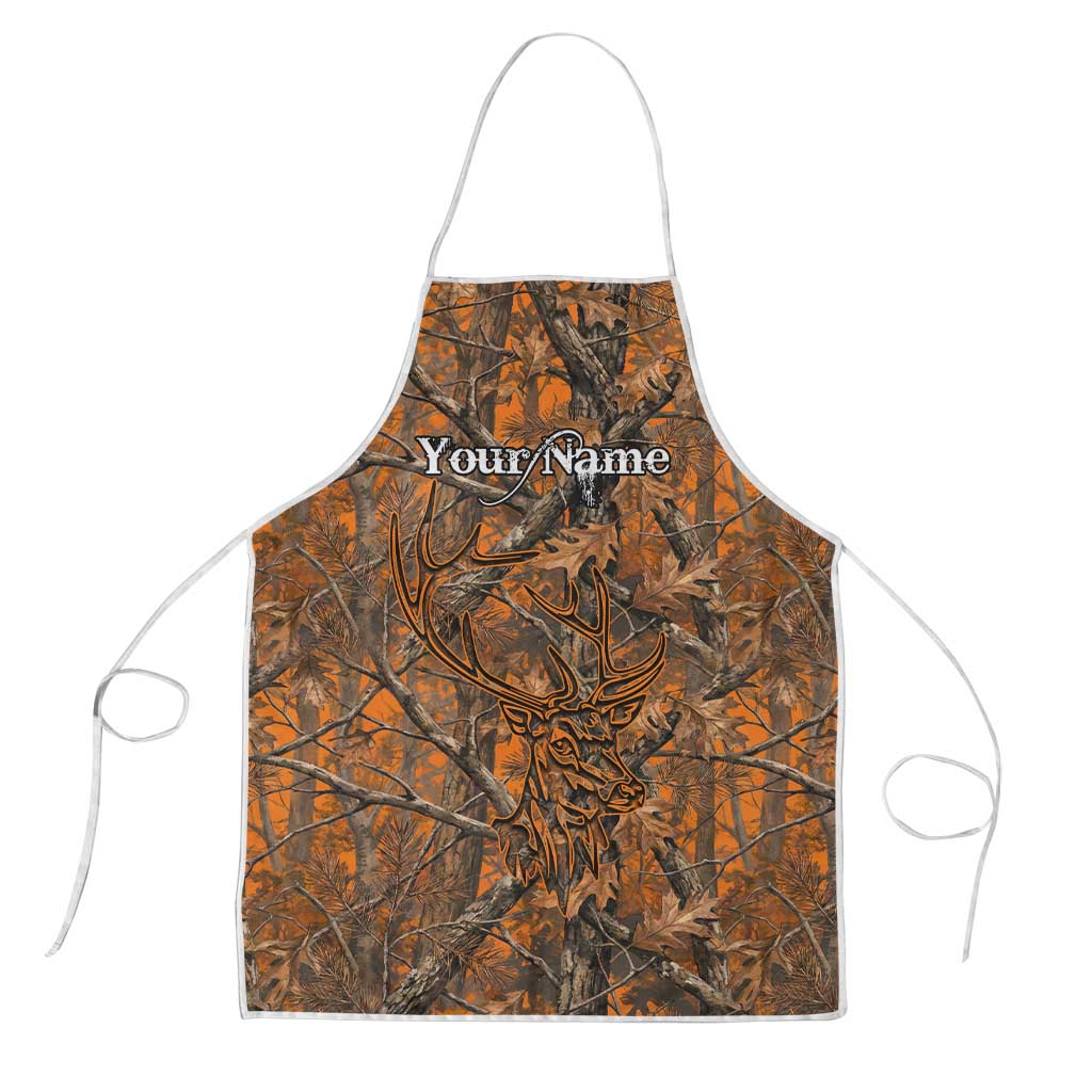Personalized Deer Hunter Apron Antler Outline and Autumn Camouflage Hunting
