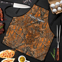Personalized Deer Hunter Apron Antler Outline and Autumn Camouflage Hunting