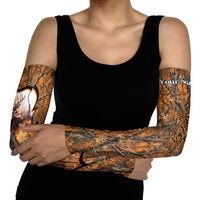 Personalized Deer Hunter Arm Sleeves Antler Outline and Autumn Camouflage Hunting