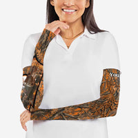 Personalized Deer Hunter Arm Sleeves Antler Outline and Autumn Camouflage Hunting