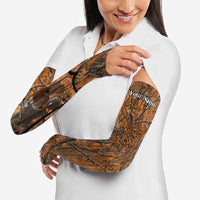 Personalized Deer Hunter Arm Sleeves Antler Outline and Autumn Camouflage Hunting