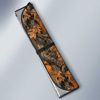 Personalized Deer Hunter Auto Sun Shade Antler Outline and Autumn Camouflage Hunting