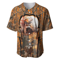 Personalized Deer Hunter Baseball Jersey Antler Outline and Autumn Camouflage Hunting