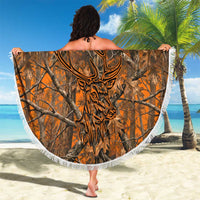 Personalized Deer Hunter Beach Blanket Antler Outline and Autumn Camouflage Hunting