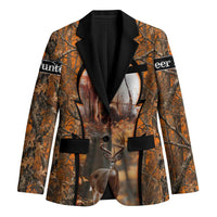 Personalized Deer Hunter Blazer Antler Outline and Autumn Camouflage Hunting