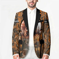Personalized Deer Hunter Blazer Antler Outline and Autumn Camouflage Hunting