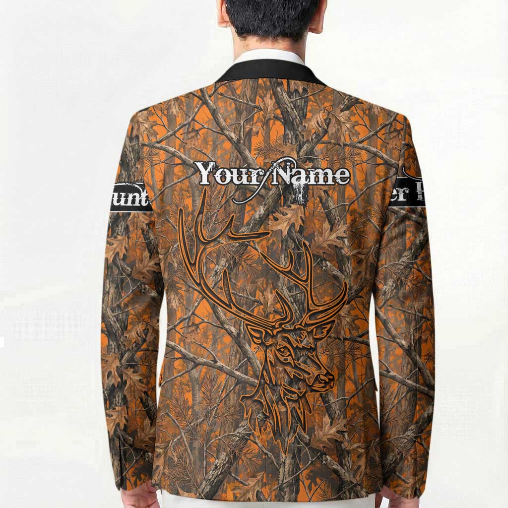 Personalized Deer Hunter Blazer Antler Outline and Autumn Camouflage Hunting