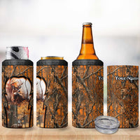 Personalized Deer Hunter 4 in 1 Can Cooler Tumbler Antler Outline and Autumn Camouflage Hunting