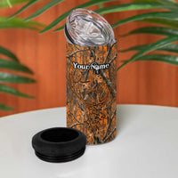 Personalized Deer Hunter 4 in 1 Can Cooler Tumbler Antler Outline and Autumn Camouflage Hunting