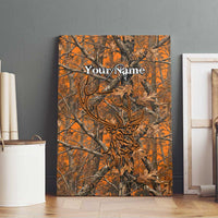 Personalized Deer Hunter Canvas Wall Art Antler Outline and Autumn Camouflage Hunting