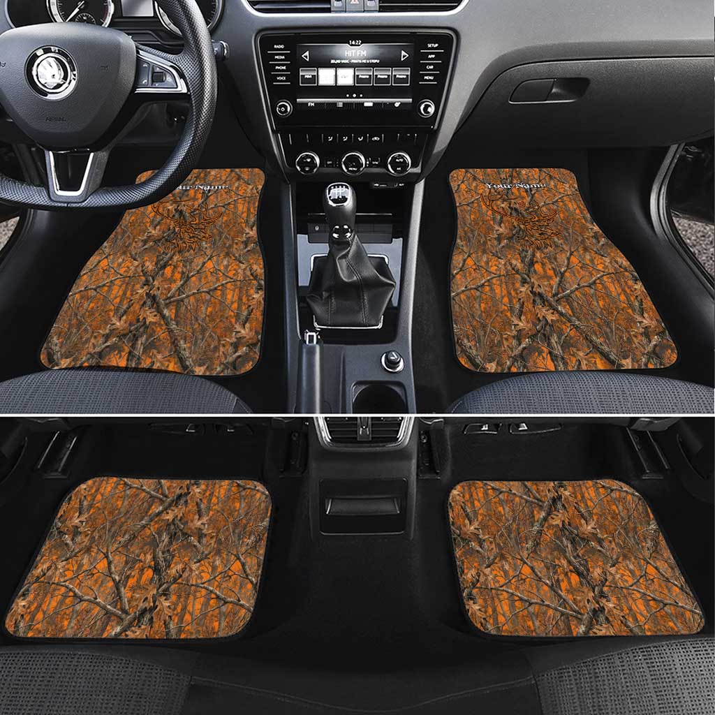Personalized Deer Hunter Car Mats Antler Outline and Autumn Camouflage Hunting