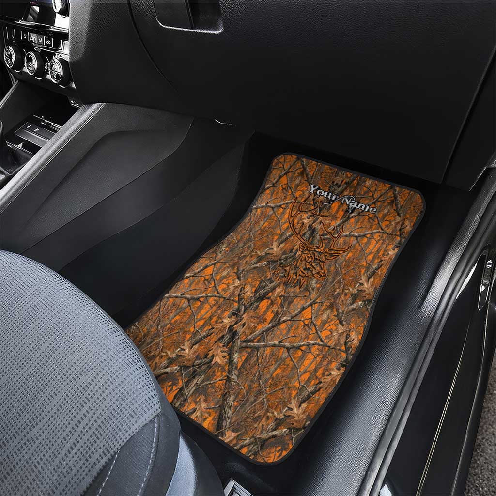 Personalized Deer Hunter Car Mats Antler Outline and Autumn Camouflage Hunting