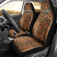 Personalized Deer Hunter Car Seat Cover Antler Outline and Autumn Camouflage Hunting