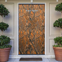 Personalized Deer Hunter Door Cover Antler Outline and Autumn Camouflage Hunting