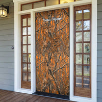 Personalized Deer Hunter Door Cover Antler Outline and Autumn Camouflage Hunting