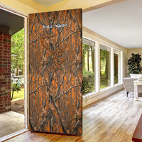 Personalized Deer Hunter Door Cover Antler Outline and Autumn Camouflage Hunting