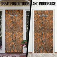 Personalized Deer Hunter Door Cover Antler Outline and Autumn Camouflage Hunting