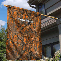 Personalized Deer Hunter Garden Flag Antler Outline and Autumn Camouflage Hunting