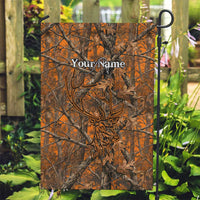 Personalized Deer Hunter Garden Flag Antler Outline and Autumn Camouflage Hunting