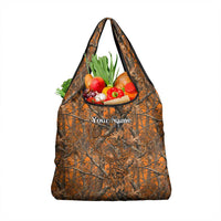 Personalized Deer Hunter Grocery Bag Antler Outline and Autumn Camouflage Hunting