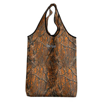 Personalized Deer Hunter Grocery Bag Antler Outline and Autumn Camouflage Hunting