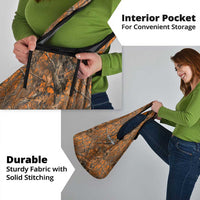 Personalized Deer Hunter Grocery Bag Antler Outline and Autumn Camouflage Hunting