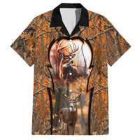 Personalized Deer Hunter Hawaiian Shirt Antler Outline and Autumn Camouflage Hunting
