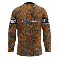 Personalized Deer Hunter Hockey Jersey Antler Outline and Autumn Camouflage Hunting