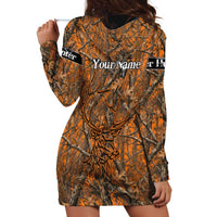 Personalized Deer Hunter Hoodie Dress Antler Outline and Autumn Camouflage Hunting