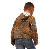 Personalized Deer Hunter Kid Hoodie Antler Outline and Autumn Camouflage Hunting