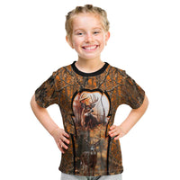 Personalized Deer Hunter Kid T Shirt Antler Outline and Autumn Camouflage Hunting