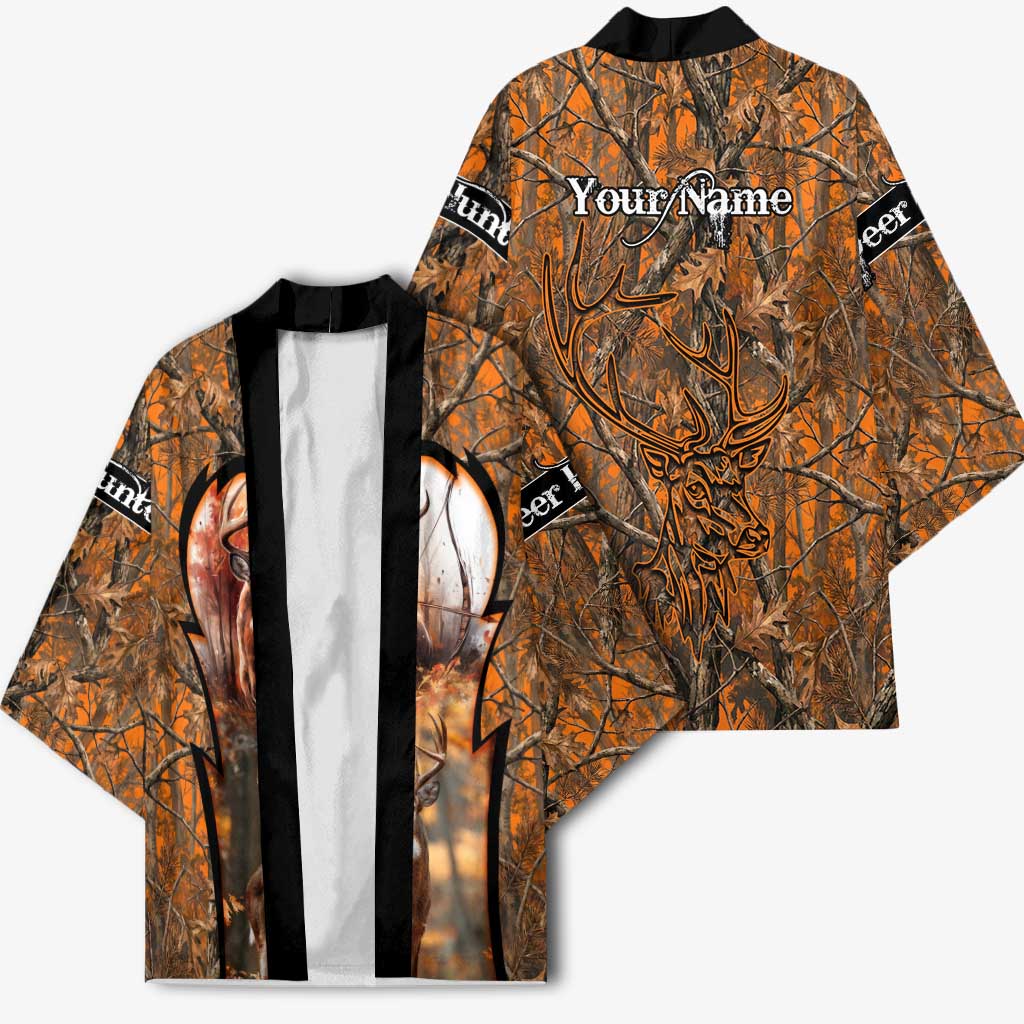 Personalized Deer Hunter Kimono Antler Outline and Autumn Camouflage Hunting