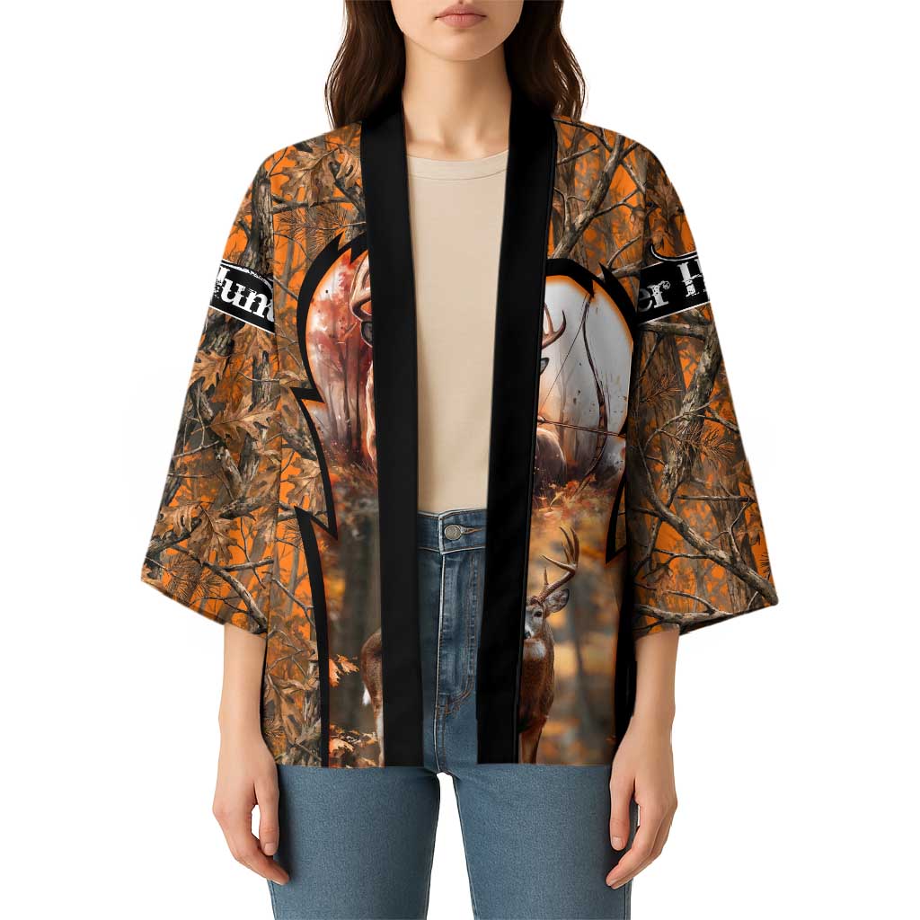 Personalized Deer Hunter Kimono Antler Outline and Autumn Camouflage Hunting