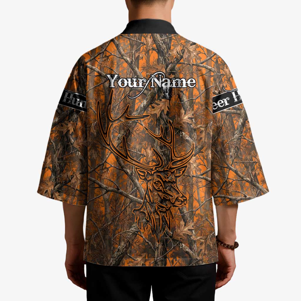 Personalized Deer Hunter Kimono Antler Outline and Autumn Camouflage Hunting