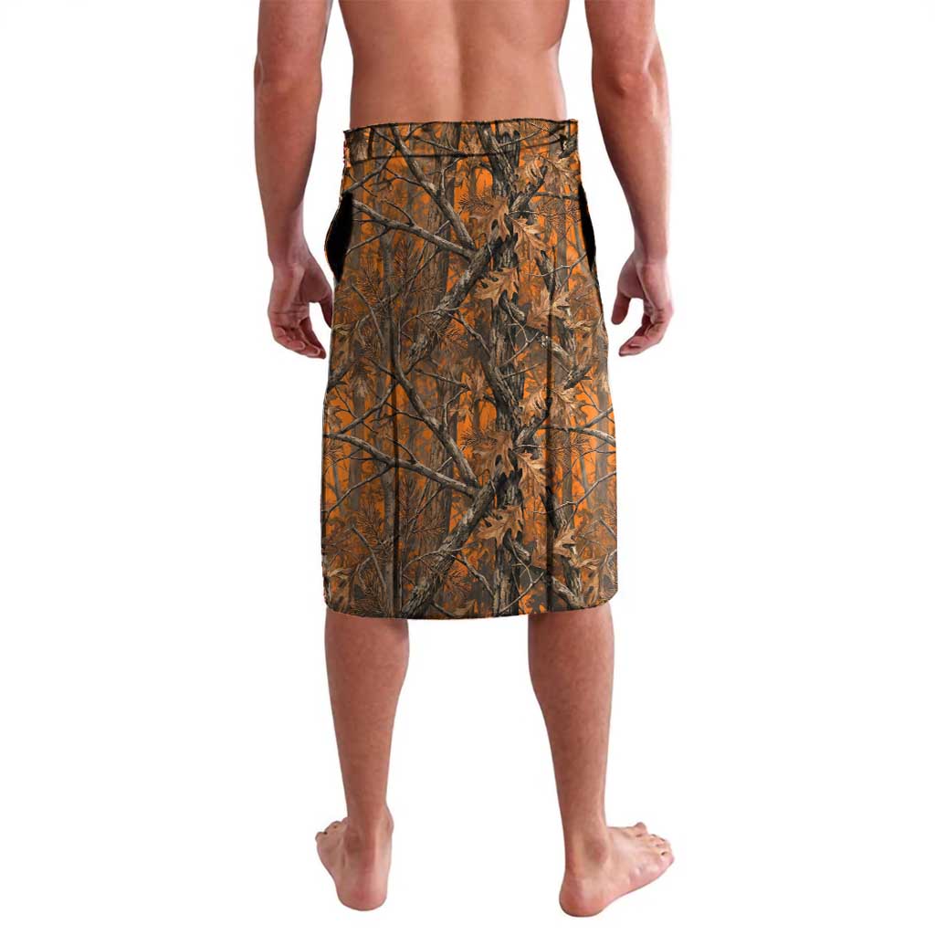Personalized Deer Hunter Lavalava Antler Outline and Autumn Camouflage Hunting