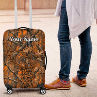 Personalized Deer Hunter Luggage Cover Antler Outline and Autumn Camouflage Hunting