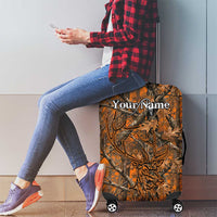 Personalized Deer Hunter Luggage Cover Antler Outline and Autumn Camouflage Hunting