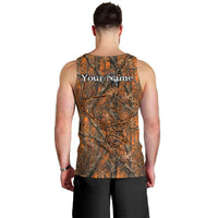 Personalized Deer Hunter Men Tank Top Antler Outline and Autumn Camouflage Hunting