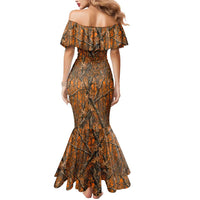 Personalized Deer Hunter Mermaid Dress Antler Outline and Autumn Camouflage Hunting