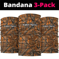 Personalized Deer Hunter Neck Gaiter Antler Outline and Autumn Camouflage Hunting