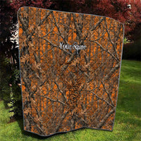 Personalized Deer Hunter Quilt Antler Outline and Autumn Camouflage Hunting