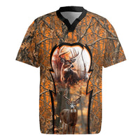 Personalized Deer Hunter Rugby Jersey Antler Outline and Autumn Camouflage Hunting